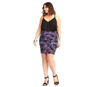 Torrid Mini Skirt Palm Blue Pink Size 2